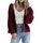 Hotouch Strickjacke Damen Kurz Strick Cardigan V-Ausschnitt Knopfleiste Open Front Sweater Elegant Casual Schulterjacke Top, Größe: S, Farbe: Weinrot