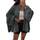 Saodimallsu Strickjacke Damen Kurz Laternenärmel Cardigan Knopfleiste Open Front Sweater Langarm Lose Strickmantel Herbst Winter Gestrickt Jacke, Größe: L, Farbe: Dunkelgrau