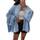 Saodimallsu Strickjacke Damen Kurz Laternenärmel Cardigan Knopfleiste Open Front Sweater Langarm Lose Strickmantel Herbst Winter Gestrickt Jacke, Größe: S, Farbe: Blau