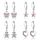 JeweBella 4Paar Ohrringe Hängend Mädchen Kinder Damen mit Zirkonia Ohrhänger Chirurgenstahl Hypoallergene Ohrringe Mädchen mit Herz Blume Stern Schildkröte Knorpel Tragus Piercing Ohrringe Set, Farbe: Stil-b