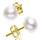 Perlenohrringe Silber 925, Damen Perlen Ohrringe 925 Sterling Silber 6/8/10/11mm Button Weiss Süsswasser Perlen Ohrstecker, Größe: 6 mm, Farbe: gold