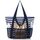 HOMESPON Strandtasche Damen mit Reissverschluss Grosse Wasserdicht Mesh Badetasche Familie Faltbar Beach Tote Bag Shopper, Größe: 25, Farbe: Blau Gestreift