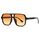 Long Keeper Retro Pilot Sonnenbrille Pilotenbrille Herren Damen Quadratisch Sonnenbrille Gross 70er Klassisch Eckige Pilot Retro Brille UV400, Farbe: Schwarz Rahmen - Orange Linse