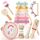 Lehoo Castle Musikinstrumente für Kinder ab 1 Jahr, Mädchen Montessori Spielzeug Geschenk 2 3 Jahre, Kinder Holz Instrumente Musik Set mit Xylophon & Tromme, Farbe: Einhorn