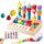 ZGIMI Montessori Spielzeug ab 3 4 5 Jahre Motorikspielzeug Fädelspiel Bausteine Sortierspiel für Kinder, Holz StapelspielFeinmotorik Lernspiele Geschenk für Baby Junge Mädchen （Mit Aufbewahrungsbox）, Farbe: Color2
