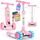 KIDIZ® Roller Kinder Scooter X-Pro2 Dreiradscooter mit PU LED Leuchtenden Räder Kinderroller faltbar Tret-Roller höhenverstellbarer Cityroller Kinderscooter für Jungen Mädchen 3-12 Jahre, Farbe: Rosa