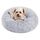 Feandrea Hundebett flauschig, Katzenbett, Donut Kissen, waschbar, Polsterung in der Mitte herausnehmbar, Langer Plüsch, 50 cm Durchmesser, Ombré-Grau PGW037G01, Größe: L 50 x B 50 x H 20 cm, Farbe: Ombré-Grau
