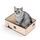 Conlun Kratzbrett Katze mit Box, Langlebige Kratzpappe für Katzen, Beidseitig Nutzbar, Interaktive Öffnungen, Sauberes Kratzmöbel für Wohnungskatzen (1 Stück, Mittel, Kariert), Größe: M-1 Stück, Farbe: Kariert