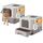 Feandrea Katzenklo 2er Set, Katzentoilette, mit Deckel, ausziehbares Tablett, Schaufel, Bürste, für Katzen bis 15 kg, weniger Spuren, auslaufsicherer Boden, haferflockenfarben-warmgrau PPT001G10, Größe: 2er Set - Groß, Farbe: Haferflockenfarben + Warmgrau