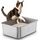 Edelstahl Katzenklo, Grosse Katzentoilette, XXL Katzentoilette Edelstahl Offen, Metall Katzenklo für Katzen Aller Grössen & Kaninchen, Antihaftbeschichtet, Geruchsfrei, Leicht zu Reinigen, 50x35x20cm, Größe: 50x35x20 cm, Farbe: ValuePro Serie (Ohne Griff)