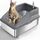 FURTIME Katzenklo Edelstahl XXL, Katzentoilette Edelstahl 30L Katzenklo Gross mit Katzenstreuschaufel und Doppelschicht Matte, Auslaufsichere XXL Litter Box, 58x37x28.5cm, Größe: XXL 58 x 37 x 28.5 cm, Farbe: Grau