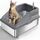 Katzenklo Edelstahl XXL, Katzentoilette Edelstahl 37L Katzenklo Gross mit Katzenstreuschaufel und Doppelschicht Matte, Litter Box, 60x40x31cm, Größe: 60 x 40 x 31 cm (37 L), Farbe: Grau