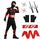 Aomig Ninja Kostüm Kinder, 13Pcs Kinderkostüm Ninja Set, Jungen Mädchen Outfit Kinderverkleidung Set Anzug Kinder, Cosplay Zubehör Kostüm für Halloween Verkleidung Karneval Party Cosplay, Größe: M(6-7 Jahre), Farbe: Rot Schwarz
