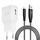 Adaptive Fast Ladegerät mit USB-C Nylon Schnellladekabel 2 M, Original-Fast-Ladung QC3.0 Kompatibel mit Samsung Galaxy S8/S9/S10 Plus/S10e/S20/S21/S22/A51/A40/A30/A14/A13/Z Flip3, Note 8/9/10, LG, Farbe: 2 Stück/Weiß