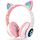 AXFEE Kopfhörer Kinder, Kinderkopfhörer Bluetooth, Mädchen Katzenohr Over-Ear mit LED-licht Faltbare Stereo Kabellose, Mikrofon,Micro SD/TF für Handy/Tablet/PC, Farbe: #03 Rosa-v5.0