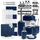 Clara Clark Badezimmer-Zubehör-Set – 28-teiliges Badezimmer-Set mit Selbstklebender Eck-Duschablage zum Aufhängen, Badezimmer-Sets mit Duschvorhang und Teppichen, marineblauer Duschvorhang-Set mit, Größe: Complete Set + Bath Rugs + Shower Caddy, Farbe: Marineblau