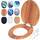 CASARIA® Toilettendeckel mit doppelter Absenkautomatik MDF rostfreie Metall Scharniere WC Sitz 175kg Belastbar Antibakteriell Toilettensitz Holz, Farbe: Holz