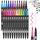 Dual Brush Pen Set - 24 Farben Aquarellstifte Filzstifte Set , Manga Stifte, Kalligraphie Stifte Kit für Aquarell Handlettering Bullet Journal, Fasermaler(1-2 mm) und Fineliner(0,4 mm)