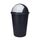 Spetebo XL Abfalleimer mit Schiebedeckel schwarz - 50 L - Runder Mülleimer mit Kuppel Deckel - Kosmetik Eimer Müll Behälter Abfall Eimer recycelbar