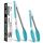 HOTEC Premium-Küchenzange aus Edelstahl, mit Verriegelung, Kochzange mit Silikonspitze, 2er-Set, 22,9 cm und 30,5 cm lange Zangen, Blau