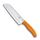 Victorinox Swiss Classic Santokumesser, Messer Asiatischer Art, Extra Scharfe Klinge, Kullenschliff, 17 cm, Rostfreier Stahl, Blister, Orange