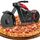Motorrad Pizzaschneider, Lustige Pizza Schneider Edelstahl Kunststoff Pizzaroller Pizzarad Pizzamesser, Pizza Cutter mit Scharfem Schneiderad & Ständer für Weihnachten Kreativ Geschenke (Rot)