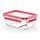 EMSA Clip & Close Glas Frischhaltedose, rechteckig, 0,8 L, 100 Prozent dicht, rutschfestes Stapeln, Glasbehälter spülmaschinen-, gefrier-, backofen-, mikrowellenfest, Rot, Transparent, N10407