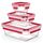 EMSA Clip & Close Glas Frischhaltedosen-Set, rechteckig, 0,18 u. 0,45 u. 1,3 L, 100 Prozent dicht, Glasbehälter spülmaschinen-, gefrier-, backofen-, mikrowellenfest, Rot, Transparent, N10508