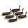 BBQ-Toro Gusseisen Servierpfännchen mit Holzunterlage (6 Stück) | 27 x 18 x 3 cm - oval | bereits eingebrannt - preseasoned | Grillpfännchen mit abnehmbarem Griff | Gusseisenpfanne, Paella Pfanne