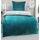 DreamHome Winter Wende Plüsch Bettwäsche 135x200 Nicky-Teddy Cashmere Touch Coral Fleece Bettdezug + Kissenbezug 80x80, Farbe:smaragdgrün-Silber