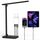 Schreibtischlampe, Chesbung LED Schreibtischlampe, dimmbare Tischleuchte, 5 Farb- und 5 Helligkeitsstufen, Touch-Bedienung, faltbar, mit USB-Ladeanschluss und Augenschutz (Schwarz - Mit USB Ladegerät)