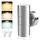 ALUSSO LIGHTING Edelstahl LED Wandleuchte Innen/Außen Up Down Aussenlampe, Wandlampe inkl. 2x 8W GU10 Glühbirnen 750LM 3000K/4000K/6000K Außenlampe, Außenleuchte IP65 Wasserdicht für Garten, Silber