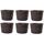 Jinfa 6er-Set Miniteich Pflanzkübel aus Kunststoff in Weinfassoptik bottich Blumenkübel | Farbe: Kastanie | Design: Barrique | Ø 36 cm