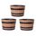 Jinfa 3er-Set Miniteich Pflanzkübel aus Kunststoff in Weinfassoptik bottich Blumenkübel | Farbe: Walnuss | Design: Barrique | Ø 36 cm
