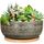 G EPGardening 20,3 cm große Keramik-Sukkulenten-Übertöpfe, rund, flach, Bonsai-Pflanztopf für Zimmerpflanzen mit Drainage und Bambus-Untersetzer, Grau