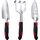 FANHAO 3-teiligem Gartenwerkzeug Set, Gartengeräte Set aus Edelstahl, Gartenset Werkzeug, Handkelle, Pflanzkelle, Harke (Rot)