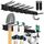 Sinoer Garage Tool Management Wandregal, Garage Wall Management Aufbewahrungsregal mit Haken mit 9 verstellbaren Bügeleisen, Gartengeräten, Stühlen, Besen, Mopps, Rechen