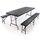 Nexos Gartengarnitur 1 Partytisch 2 Bänke klappbar Rattan-Optik Bierzeltgarnitur schwarz Set Festzelt Campingset Klapptisch robust Wetterfest