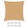 CelinaSun Sonnensegel inkl Befestigungsseile Premium HDPE wetterbeständig atmungsaktiv Quadrat 3,6 x 3,6 m Sand beige