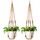 Mkouo 2er Set Makramee Blumenampel Pflanzenhänger Indoor hängenden Pflanzkorb Blumentopfhalter Jute-Seil with Beads No Tassels, 89cm