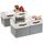 DECOMOMO faltbare Aufbewahrungskorb | robuster Stoffkorb mit Griffen für die Organisation von Regal, Kinderzimmer, Spielzeug, Schrank (Gray and white, 33cm – 4 Stück)