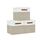 DECOMOMO Cube storage baskets | Cloth Storage Cubes with Lids Closet Organizer Cubby Boxes for Shelves Fabric Nursery Decorative Basket with Handles (Beige and White, 11" x 11" x 11")
