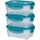 Amazon Basics Gefrierbehälter im Set, mit Deckel, luftdicht, auslaufsicher, stapelbar, für Kühlschrank/Gefriertruhe, BPA-frei, Kunststoff, mikrowellen- und spülmaschinenfest, 3 x 0.6 l, hellblau