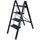 BAOYOUNI Trittleiter, Leicht, Klapptrittleiter, Aluminium Sicherheits Stehleiter, mit rutschfeste Breites Pedal, 4 Stufen, für Haushalt, Büro, Tragbares Lagerregal, Malen und Pflanztöpfe, schwarz