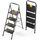 KINGRACK Leiter 4 Stufen, trittleiter 4 Stufen klappbar, mit rutschfestem, breitem Pedal und Handläufen, leichte Haushaltsleiter für Ihre Küche, Speisekammer, Schränke, Büro (Schwarz)
