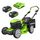 Greenworks Selbstfahrender Akku Rasenmäher 48V (24V x 2) bis zu 480m², 46cm Schnittbreite, 55L Sack Rasenmäher Elektro Plus Zwei 4Ah-Akkus und Doppelladegerät,3 Jahre Garantie,GD24X2LM46SPK4X