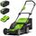 Greenworks 40 V Kabelloser Akku Rasenmäher, 41 cm Schnittbreite mit 40V 4Ah-Akku & 2A Universal Ladegerät Boni 40 V 5Ah-Akku