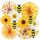 SUNBEAUTY 12 Stück Papierfächer Dekoration Sonnenblumen Geburtstag Hängende Papier Fächer 3D Bienen für Hochzeit Sommer Geburtstag Kinderparty Tea Party Tischdeko Muttertag Deko Classroom Baby Shower