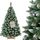 FairyTrees Weihnachtsbaum künstlich 180cm Kiefer mit Christbaum Holzständer | Tannenbaum künstlich mit Natur-Weiss beschneit | Made in EU