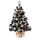 Weihnachtsbaum künstlich (WBD) 90 cm schwarz mit Weihnachtsdeko Silber und Led Lichterkette mit Batteriebox und Fernbedienung künstlicher Christbaum klein Tannenbaum